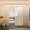 Optimum Porte Coulissante<Kit porte coulissante en applique Contemporain blanc cadre en aluminium et verre dépoli Blanc H 204 x 83 x 3,6 cm
