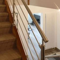 MySystem Kit Réno inox pour garde-corps d'escalier - 4 poteaux - Main courante - 3 barres sur supports axiaux- Garde-Corps, Balustrade