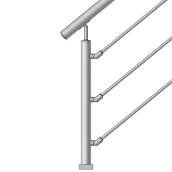 MySystem Kit Réno inox pour garde-corps d'escalier - 4 poteaux - Main courante - 3 barres sur supports axiaux- Garde-Corps, Balustrade