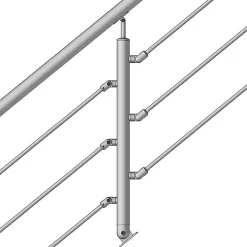 MySystem Kit Réno inox pour garde-corps d'escalier - 4 poteaux - Main courante - 3 barres sur supports axiaux- Garde-Corps, Balustrade