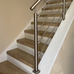 MySystem Garde-Corps, Balustrade<Kit Réno inox pour garde-corps d'escalier - 3 poteaux - Main courante - 3 barres sur supports axiaux