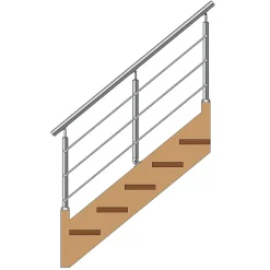 MySystem Garde-Corps, Balustrade<Kit Réno inox pour garde-corps d'escalier - 3 poteaux - Main courante - 3 barres sur supports transversaux et borgnes