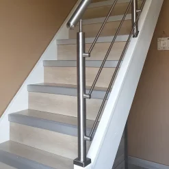 MySystem Garde-Corps, Balustrade<Kit Réno inox pour garde-corps d'escalier - 3 poteaux - Main courante - 3 barres sur supports transversaux et borgnes