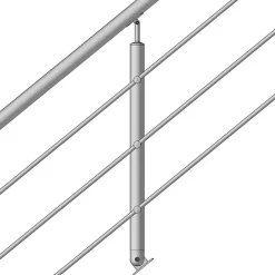 MySystem Garde-Corps, Balustrade<Kit Réno inox pour garde-corps d'escalier - 3 poteaux - Main courante - 3 barres sur supports transversaux et borgnes