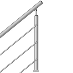 MySystem Garde-Corps, Balustrade<Kit Réno inox pour garde-corps d'escalier - 3 poteaux - Main courante - 3 barres sur supports transversaux et borgnes