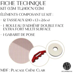 Decoparisienne Panneau Tasseau Bois<Kit tasseaux adhésif cerisier naturel - Gabarit de pose offert - Surface de 1,2 M2 - Panneau tasseau sur-mesure