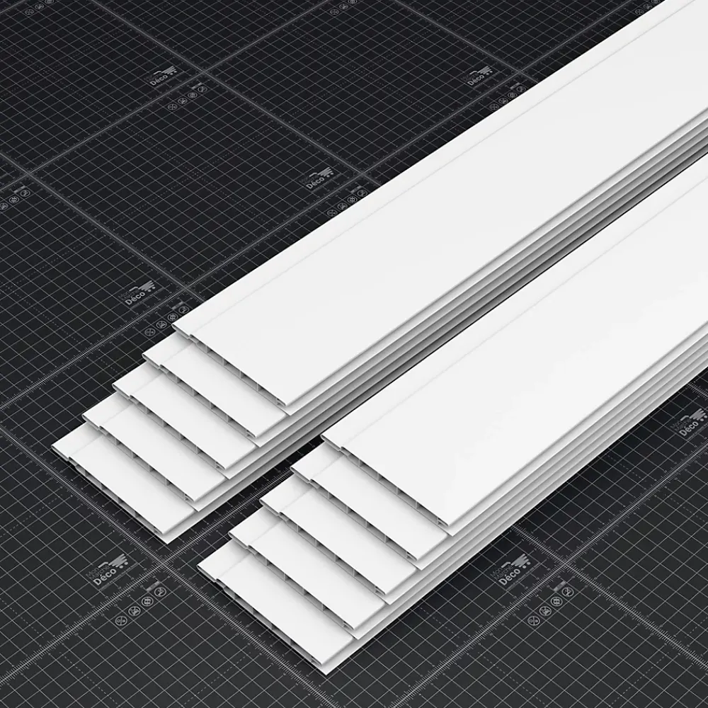 Tecnoprofils Lambris PVC 100 mm - Lot de 10 Lames - Blanc - 2.60 m, 2600 x 100 x 8 mm (2,60 m²)- Lambris Mural