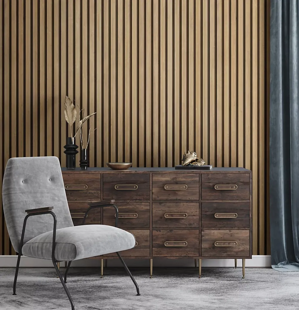 Grosfillex Tasseau Décoratif|Lambris Mural<Lambris PVC effet tasseau décoratif lamelles imitation bois linio 37,5 x 260 cm