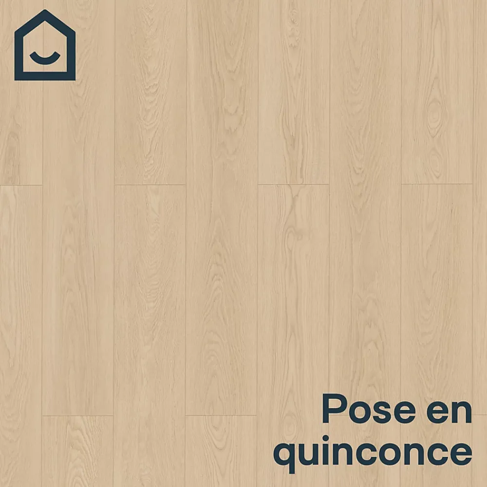 GoodHome Dalle Et Lame Pvc<Lame minérale composite clipsable Italo 129 x 20 cm imitation bois naturel (vendue au carton)