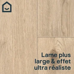 GoodHome Lame minérale composite clipsable Italo 129 x 20 cm décor bois clair rustique (vendue au carton)- Dalle Et Lame Pvc