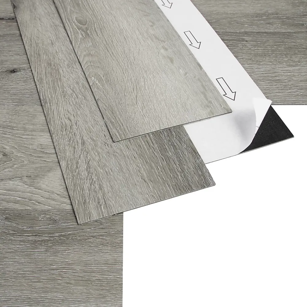 GoodHome Dalle Et Lame Pvc<Lame PVC adhésive Poprock bois gris rustique 15,2 x 91,4 cm