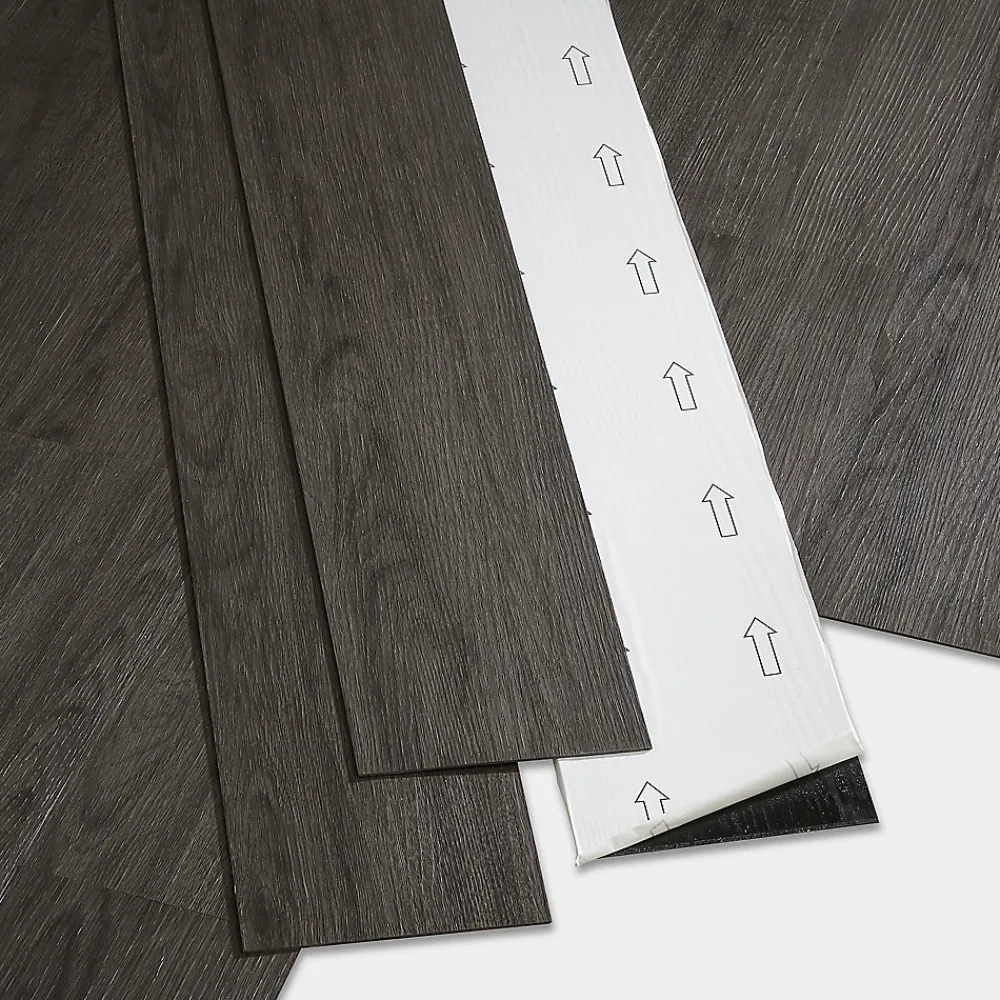 GoodHome Dalle Et Lame Pvc<Lame PVC adhésive PopRock Bois gris foncé 15 x 91 cm (vendue au carton)