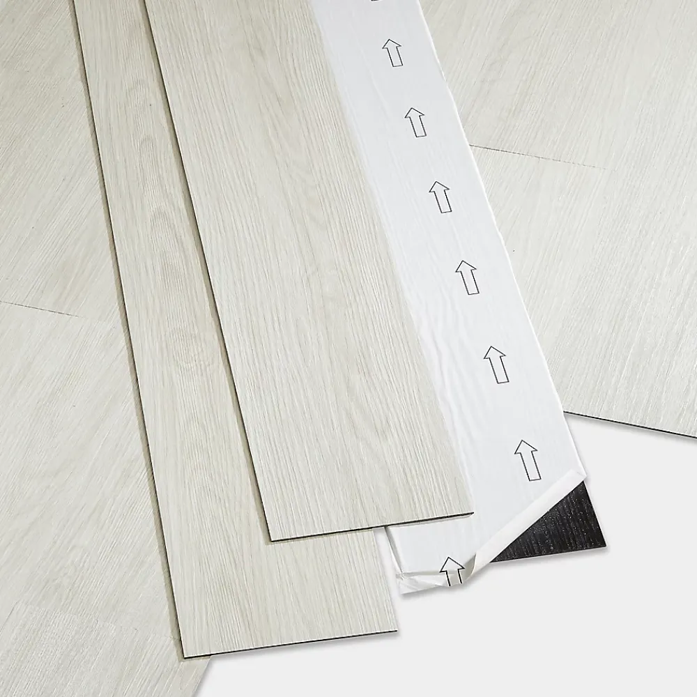 GoodHome Dalle Et Lame Pvc<Lame PVC adhésive PopRock Bois blanc 15 x 91 cm (vendue au carton)