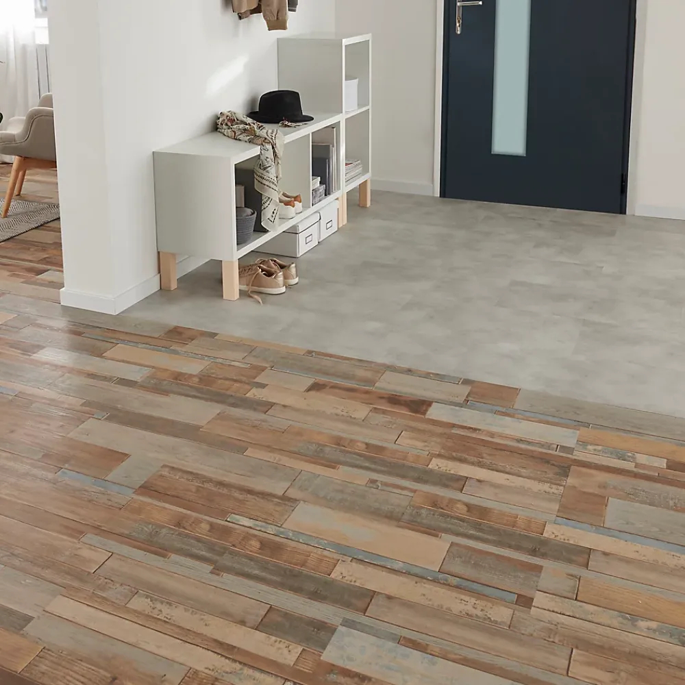 GoodHome Dalle Et Lame Pvc<Lame PVC adhésive PopRock décor bois multi-lames 15 x 91 cm (vendue au carton)