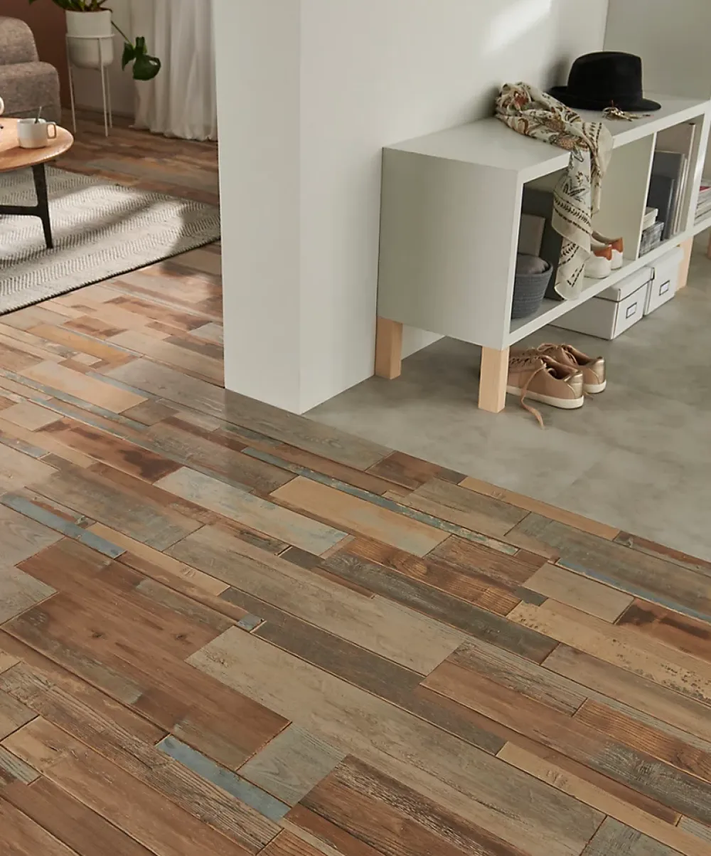 GoodHome Dalle Et Lame Pvc<Lame PVC adhésive PopRock décor bois multi-lames 15 x 91 cm (vendue au carton)