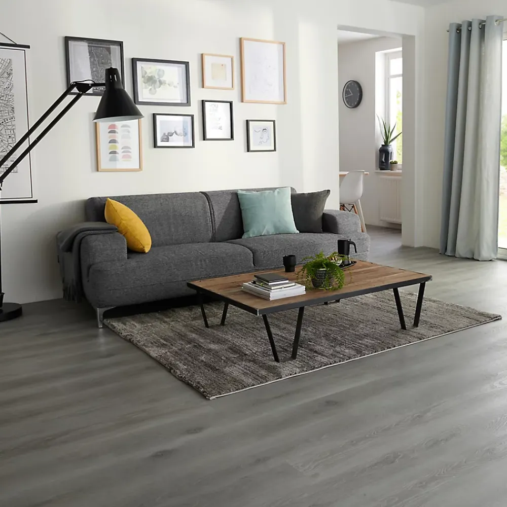 GoodHome Lame PVC clipsable Jazy bois gris 18 x 122 cm (vendue au carton)- Dalle Et Lame Pvc