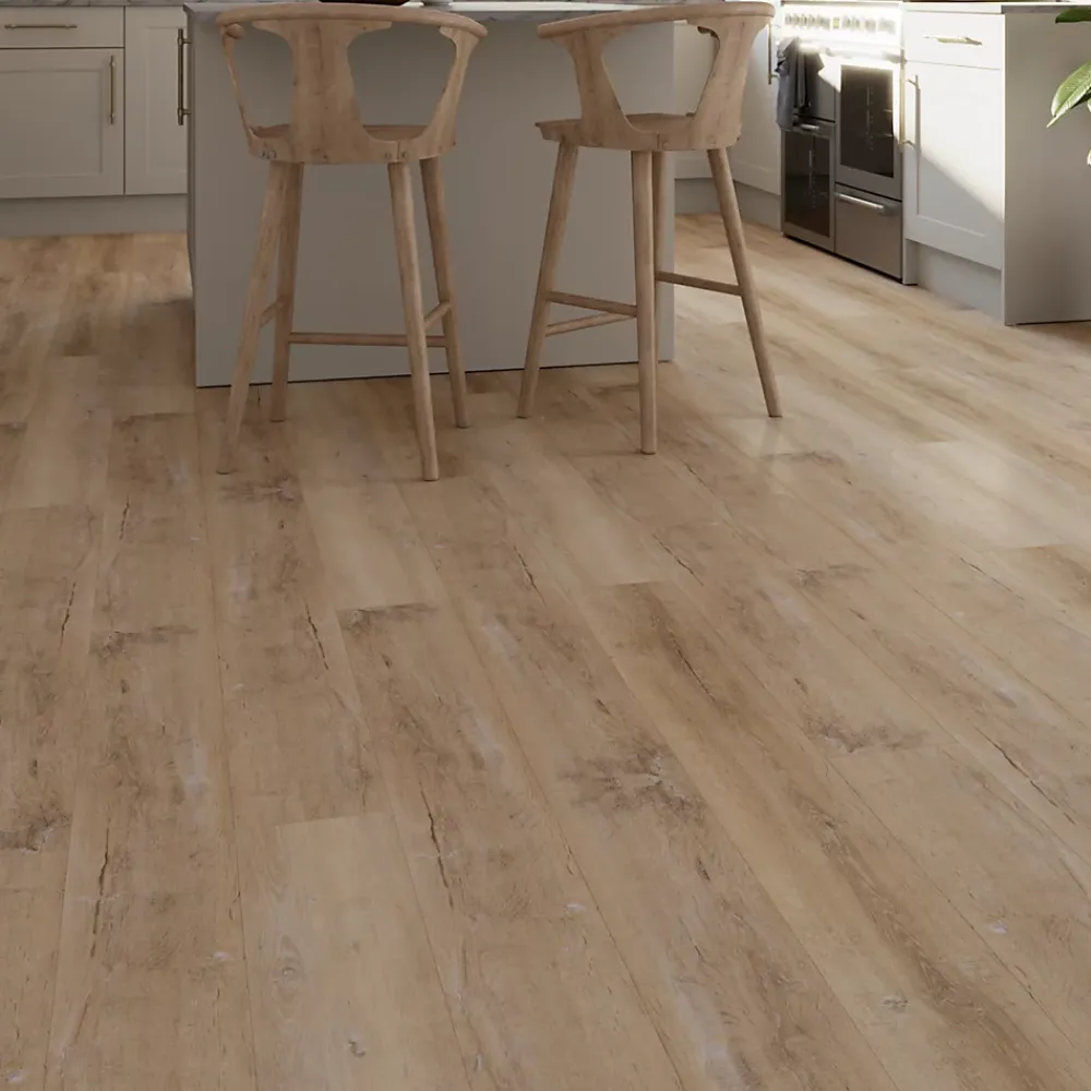 GoodHome Lame PVC clipsable Mambo 124x19 cm décor bois naturel vintage (vendue au carton)- Dalle Et Lame Pvc