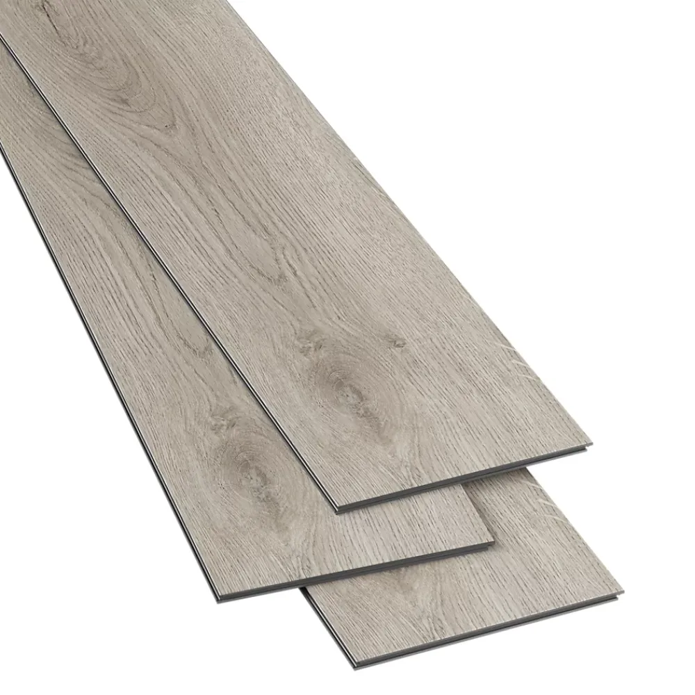 GoodHome Lame PVC clipsable Mambo plus 18x122 cm décor bois gris brun avec sous-couche intégrée (vendue au carton)- Dalle Et Lame Pvc
