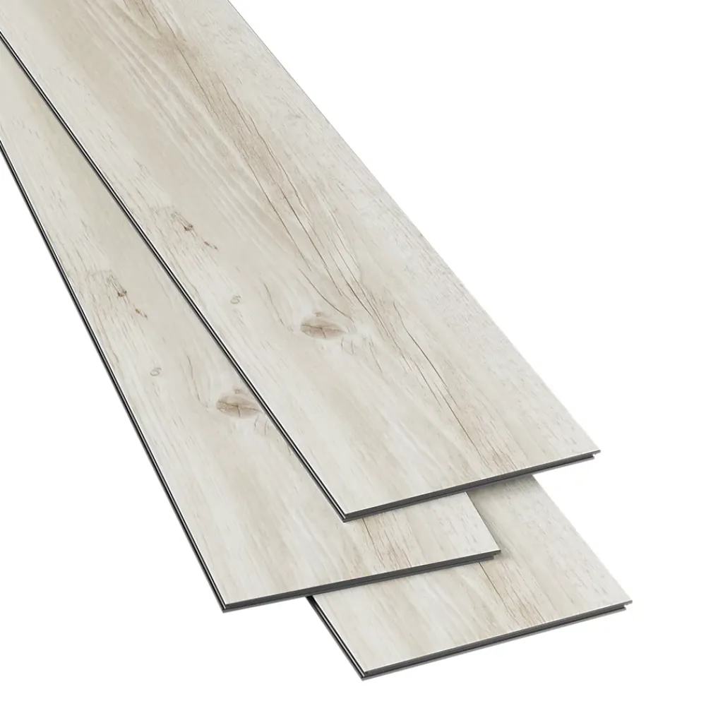 GoodHome Dalle Et Lame Pvc<Lame PVC clipsable Mambo 124x19 cm décor bois blanc rustique (vendue au carton)
