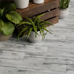 GoodHome Dalle Et Lame Pvc<Lames PVC Clipsable - Ep. 4 mm - GARANTIE 15 ans - Bois Gris Clair - Dimensions L 122 x l 18 cm