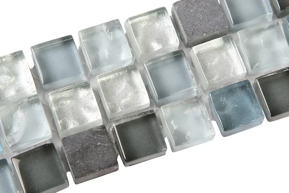 GoodHome Listel Carrelage<Listel 5 x 30 cm verre brillant gris