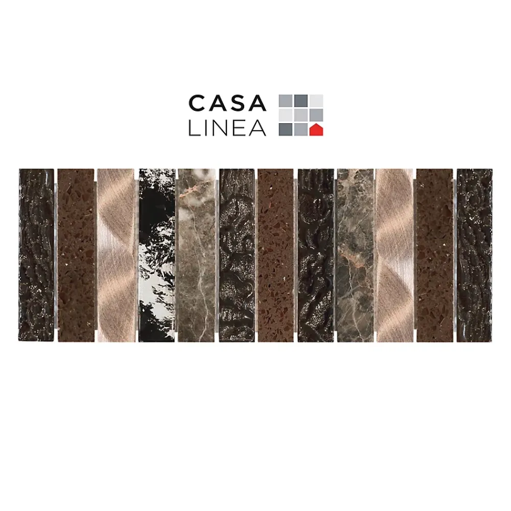 Casa Linéa Mosaïque<LISTEL CHARLESTON BROWN VERTICAL 1 PIÈCE 10 X 30 CM CASA LINEA