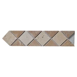 Listel mural en travertin forme losange L.30 x l.7 cm x ép.8 mm, Travertino- Travertin|Listel Carrelage
