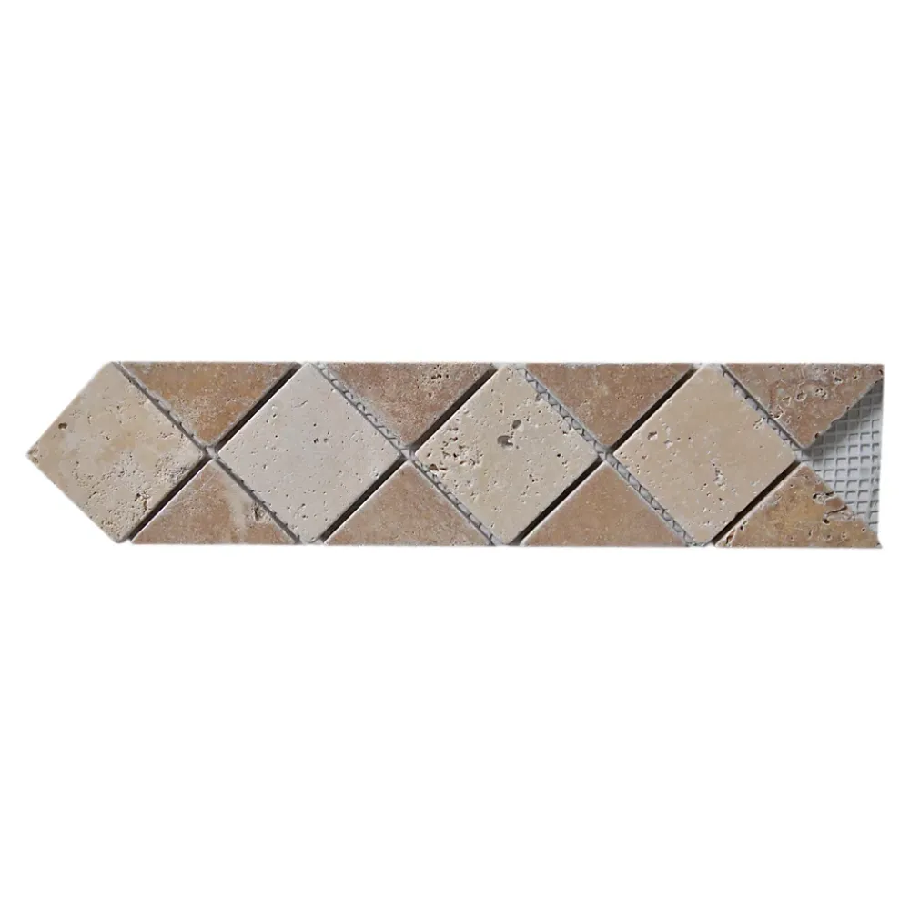 Listel mural en travertin forme losange L.30 x l.7 cm x ép.8 mm, Travertino- Travertin|Listel Carrelage