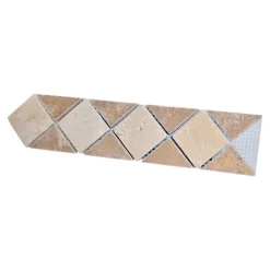 Listel mural en travertin forme losange L.30 x l.7 cm x ép.8 mm, Travertino- Travertin|Listel Carrelage
