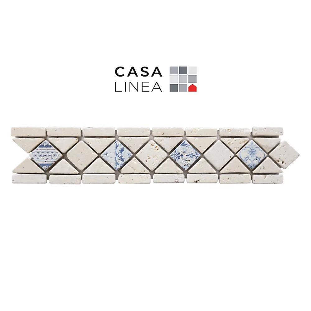 Casa Linéa LISTEL RENAISSANCE ROMA TRAVERTIN BLUE 1 PIÈCE 6 X 28,5 CM CASA LINEA- Travertin