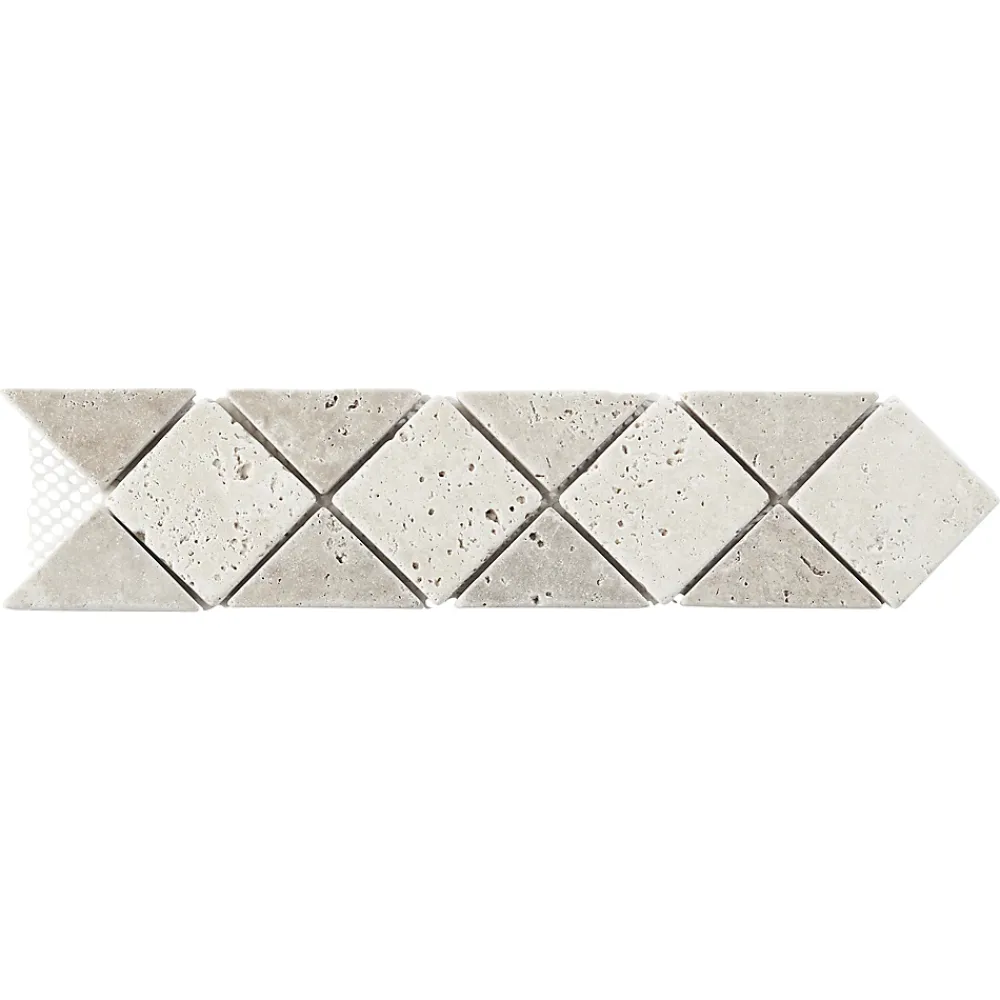 GoodHome Listel Carrelage|Travertin<Listel travertin pierre naturelle losanges beige marron 31.5 x 6,7 x ép. 0,8 cm