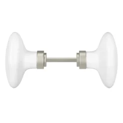 GoodHome Poignée De Porte<Lot 2 boutons de porte ovale porcelaine et zinc blanc l.4.2cm x h.6.5cm