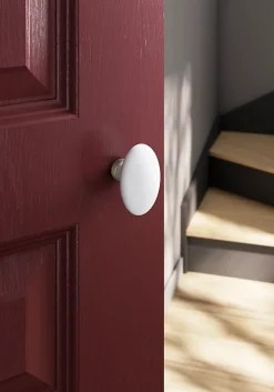 GoodHome Poignée De Porte<Lot 2 boutons de porte ovale porcelaine et zinc blanc l.4.2cm x h.6.5cm
