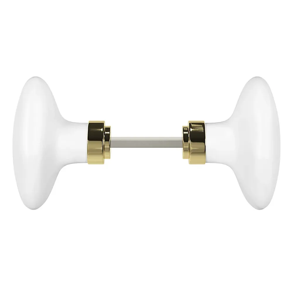 GoodHome Lot 2 boutons de porte ovale blanc l.4.2cm x h.6.5cm- Poignée De Porte
