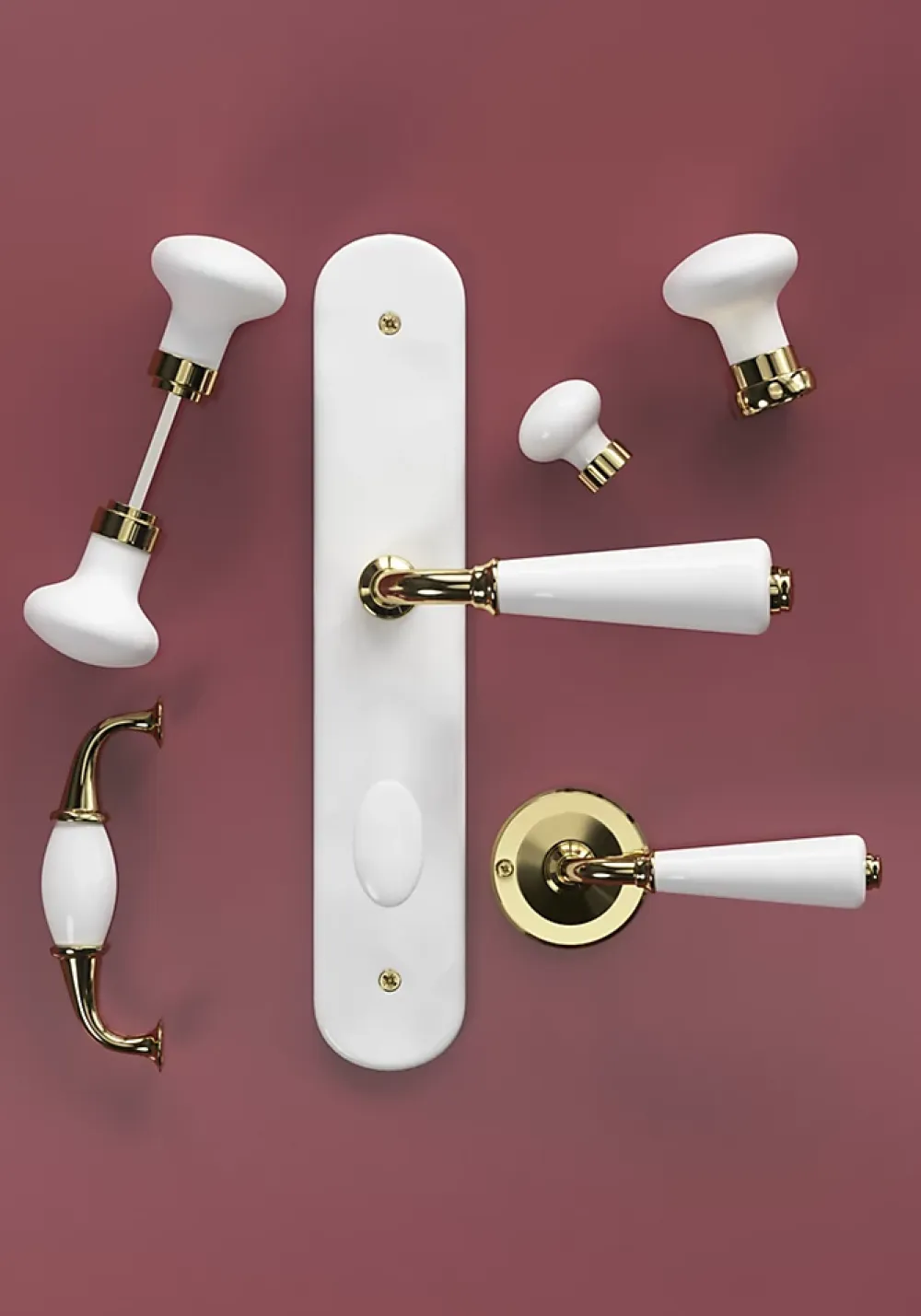 GoodHome Lot 2 boutons de porte ovale blanc l.4.2cm x h.6.5cm- Poignée De Porte
