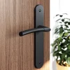GoodHome Lot 3 ensembles poignée sur plaque rond Hirel effet nickel mat noir L.128mm x l.40mm entraxe 195mm- Poignée De Porte