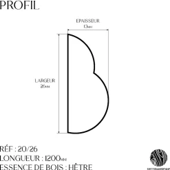 Decoparisienne Lot 6 Moulures Décoratives Torsade Brut - 2.6x120 cm - Bois de hêtre massif - Style Parisien - A peindre- Moulure