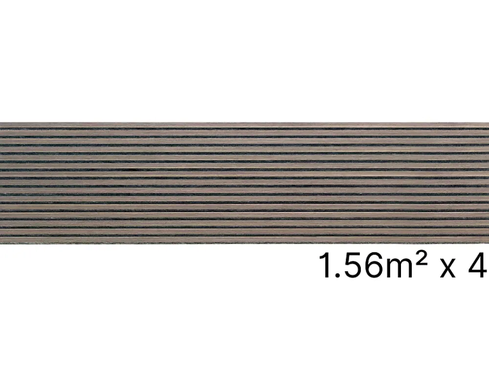 Quiet Wall Panneau Tasseau Bois<Lot 4 Panneaux Muraux Acoustiquec en Bois - 240x60cm - Chêne Foncé - A Lattes - Panneau Tasseau de Bois Naturel