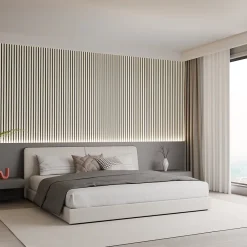 Mpdiscount Panneau Décoratif En Bois<Lot 4 pièces - Panneau Acoustique - Chêne - Feutrine Noir - 240x60x1.1cm