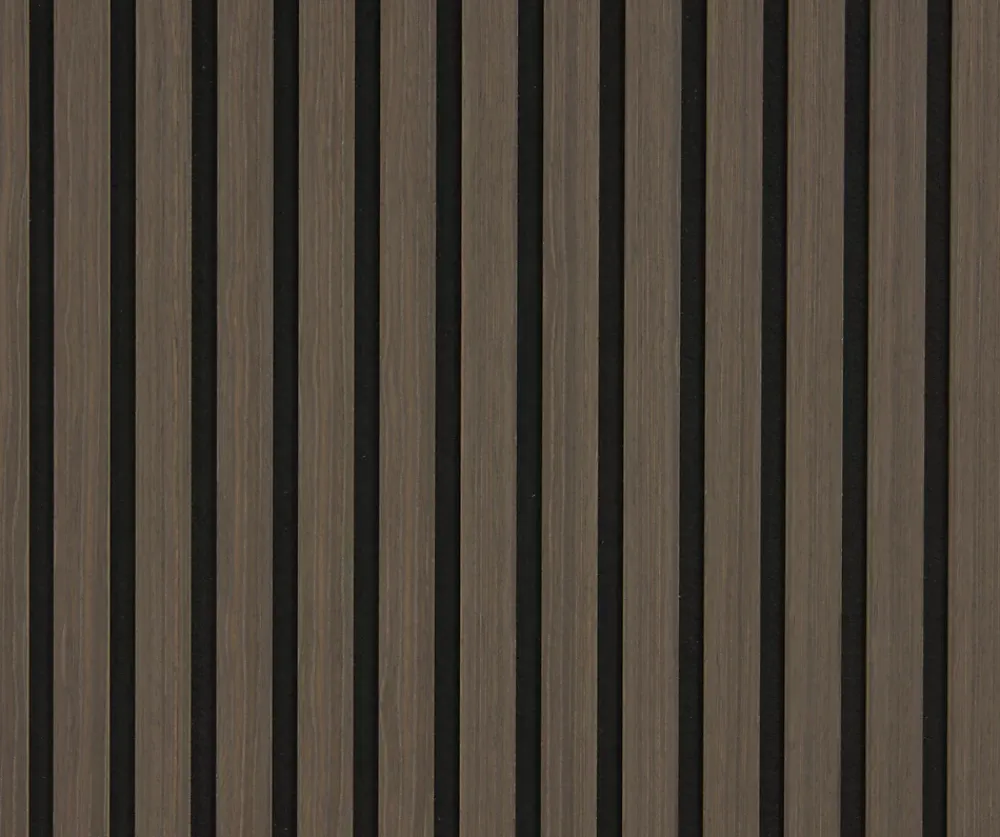 Mpdiscount Lot 4 pièces - Panneau Acoustique - Noyer Foncé - Feutrine Noir - 240x60x1.1cm- Panneau Décoratif En Bois