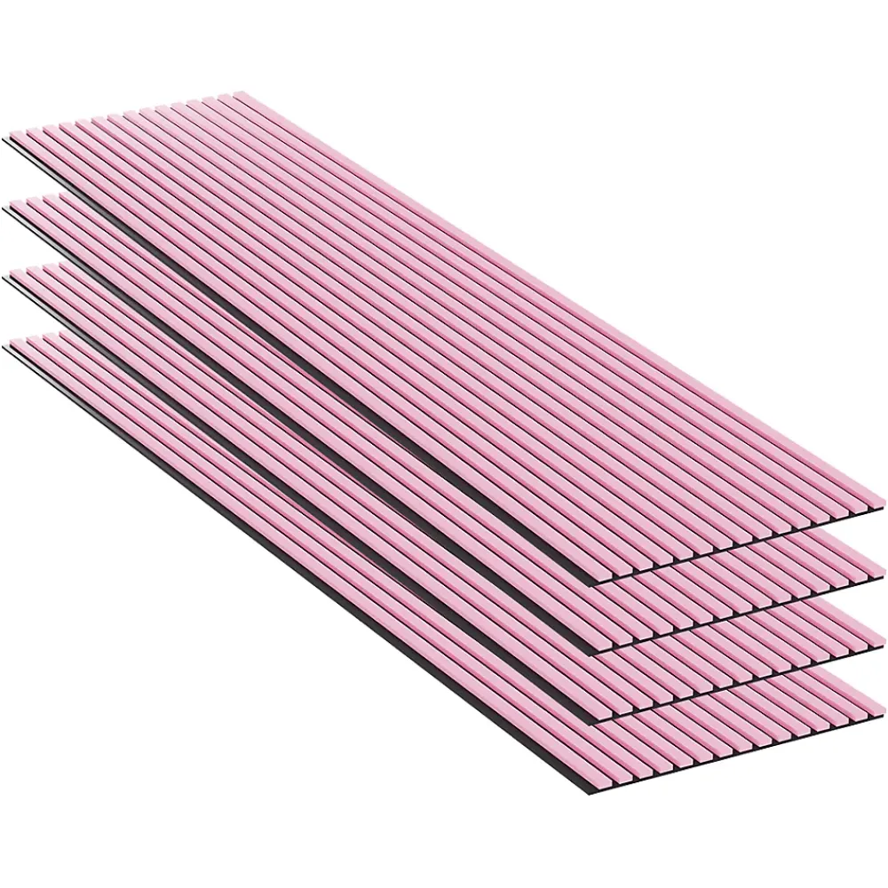 Mpdiscount Panneau Décoratif En Bois<Lot 4 pièces - Panneau Acoustique - Rose - Feutrine Noir - 240x60x1.1cm