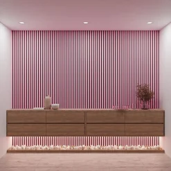 Mpdiscount Panneau Décoratif En Bois<Lot 4 pièces - Panneau Acoustique - Rose - Feutrine Noir - 240x60x1.1cm