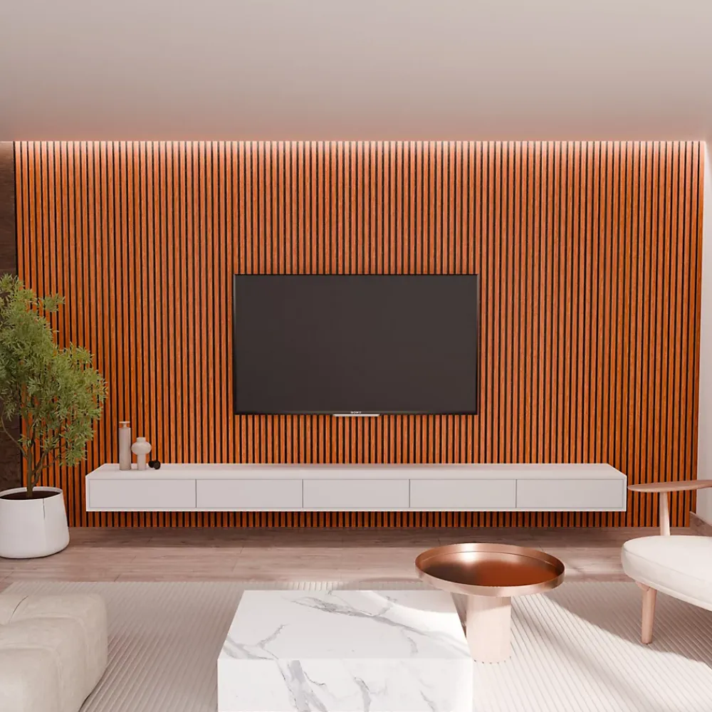 Mpdiscount Panneau Tasseau Bois<Lot 5 pièces Panneau Acoustique - Bronze - Feutrine Noir - 240x60cm
