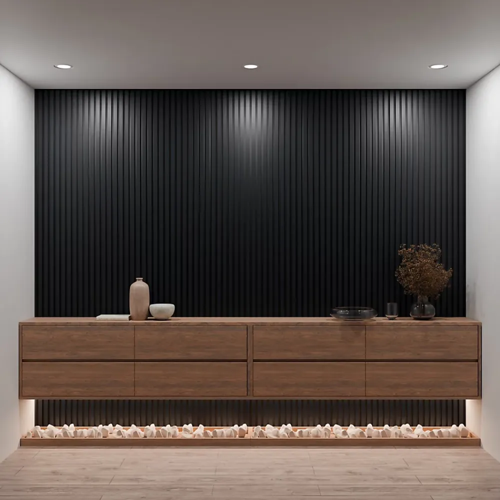 Mpdiscount Lot de 2 - 240 x 60 cm - Panneau Tasseaux - Noir Mat - Feutrine Noir- Panneau Tasseau Bois