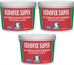 Semin Lot de 3 colles pour Carrelage Haute Performance Kedofix , Prêt à l'emploi, Intérieur/extérieur, seau de 20 kg- Colle Carrelage Sol