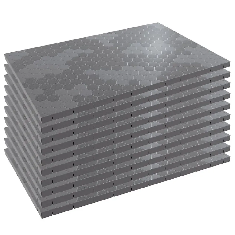 Intec Lot de 10 Dalles de sol Clipsables Grises 116x76x3 cm Rectangulaire Polypropylène Revêtement de Sol 7.69m2- Dalle Pvc Garage