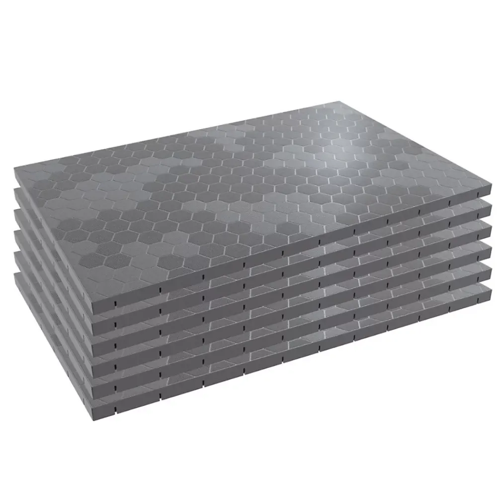 Intec Dalle Pvc Garage<Lot de 6 Dalles de sol Clipsables Grises 116x76x3 cm Rectangulaire Polypropylène Revêtement de Sol Modulable 4.61m2