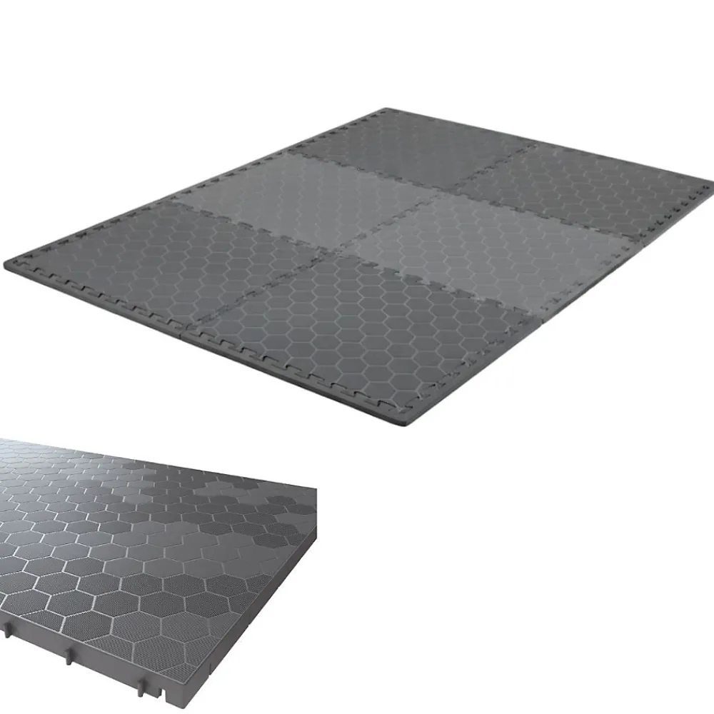 Intec Dalle Pvc Garage<Lot de 6 Dalles de sol Clipsables Grises 116x76x3 cm Rectangulaire Polypropylène Revêtement de Sol Modulable 4.61m2