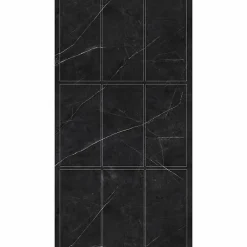 Decoon Lot de 8 Dalles Murales Douche SPC/PVC Décor Marbre Noir satiné - 38,9x77,8cm - 2,42M²- Panneau Mural De Salle De Bains