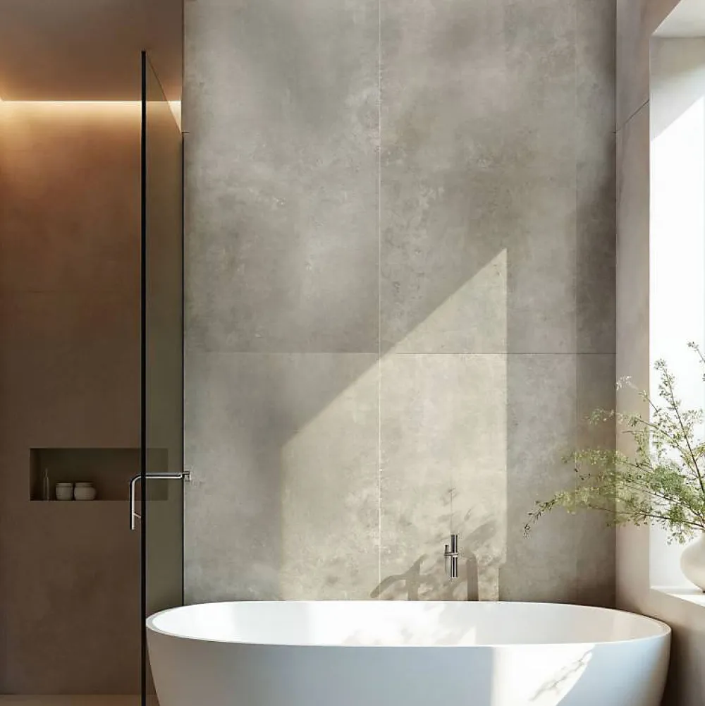 Decoon Lot de 4 Dalles Murales Douche SPC/PVC Décor effet Pierre Beige - 59,2x118,4cm - 2,8M²- Panneau Mural De Salle De Bains